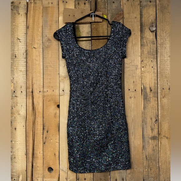 Divided by H&M brand rainbow sequin fitted mini cocktail dress, ladies' size 2 - Picture 3 of 5